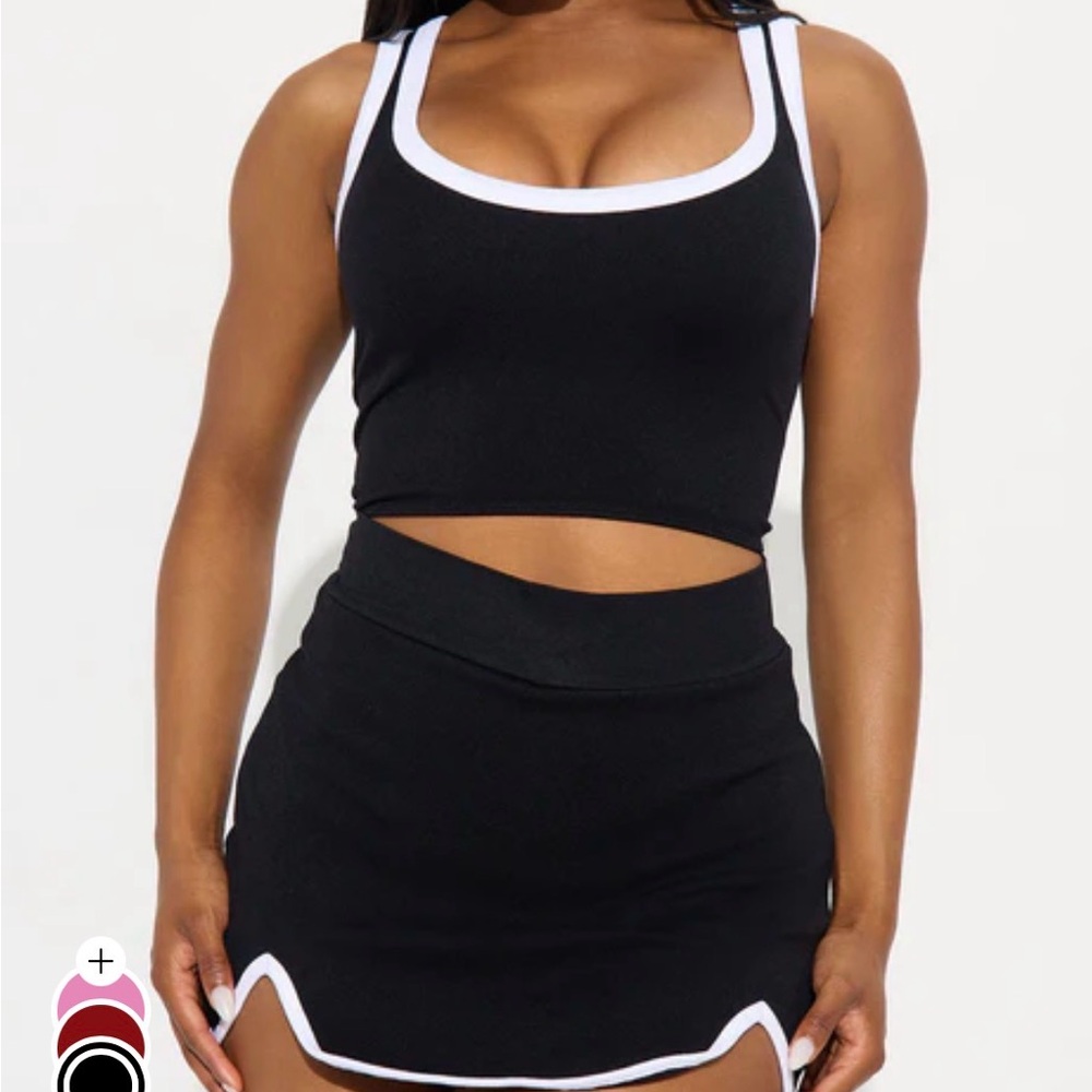 Athletic Black and white Skort Set